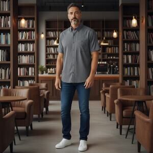 Haggar Cool 18 Tec Gray Short Sleeve Shirt Mens LT NWT